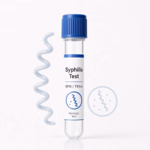 اختبار الزهري الكامل STD. كشف مبكر بأعلى دقة باستخدام الخوارزمية العكسية CLIA وRPR وTPHA. نتائج سريعة ودقيقة وتحديد نشاط العدوى. بروتوكول CDC المعتمد.